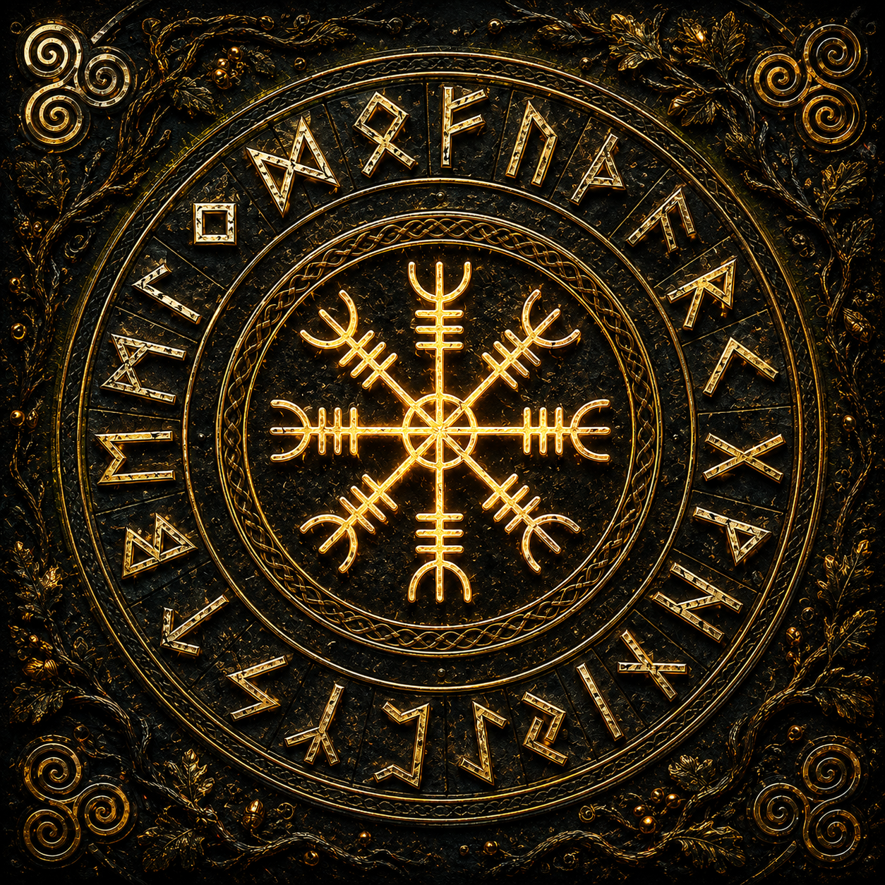 Roue des Runes Scandinaves et Symbole Sacré de l'Aeghsjalmur